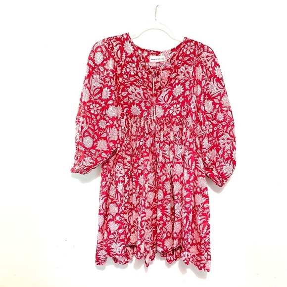 Daughters of India Kyra mini dress in saffron red. - Picture 5 of 10